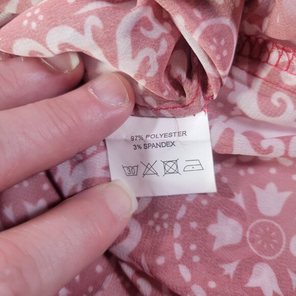 SoTeer Red & White Patterned Long Sleeve Tunic Peasant Blouse Size S - Picture 5 of 8